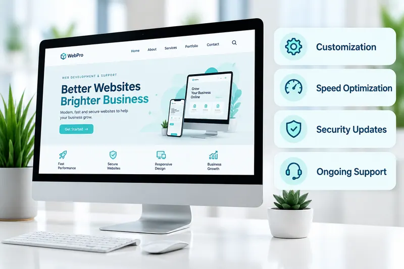 Website maintenance tasks including speed optimisation, security updates and ongoing support